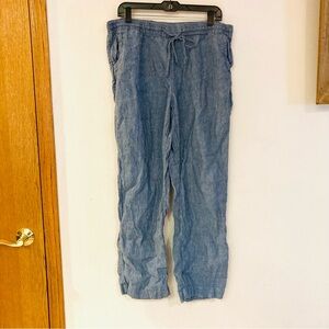 3 for $15 Linen Washable Charter Club Pull On Elastic Drawstring Waist Blue Pant